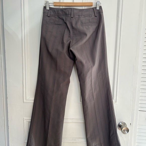 Elegant Gray and Pink Pinstriped Women's Flared Pants - Picture 3 of 4